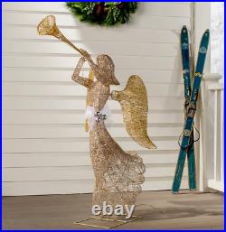 Christmas Angel Outdoor Yard Decoration Lit 70 Lights Gold 4FT Lawn Indoor New