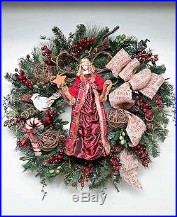 Christmas Angel Wreath Rustic Woodsy Winter Holiday Wreath Decoration