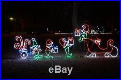 Christmas Animated Elves Loading Sleigh Outdoor LED Lighted Decoration Wireframe