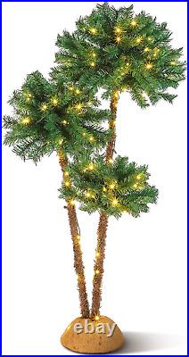 Christmas Artificial Lighted Palm Tree, 6′ 5′ 4′ LED Light up Artificial Fake Tr