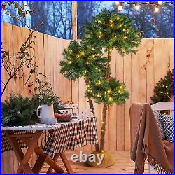 Christmas Artificial Lighted Palm Tree, 6' 5' 4' LED Light up Artificial Fake Tr