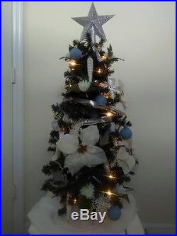 Christmas Artificial Pre-lit 3' Tree White/Silver/Blue Wish Upon A Star