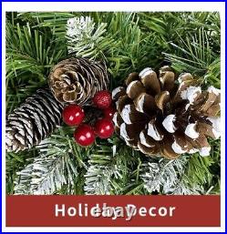 Christmas Artificial Pre-lit 4 Piece Garland Wreath Set2 Entrance Trees New Year