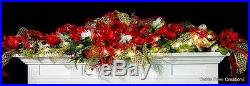 Christmas Bling Mantel Garland Magnolia red gold green prelit Custom decorated