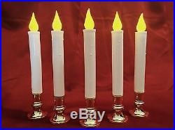 Christmas Candles Candlestick Taper Set of 5 Battery LED Tested Window Holder