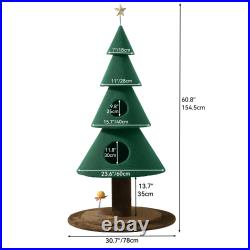 Christmas Cat Tree with Cat House Cat Tower for Indoor Cats with Cat Condos