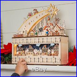 Christmas Countdown Advent Calendar Wooden Led 17 Alpine Houses German Village