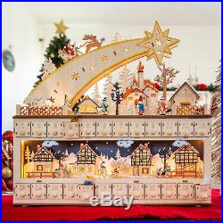 Christmas Countdown Advent Calendar Wooden Led 17 Alpine Houses German Village