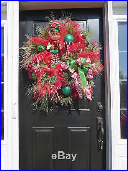 Christmas Deco Mesh Wreath Christmas Door Wreath Elf Wreath Christmas Wreath