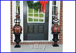 Christmas Decor 1 Topiary MPG Home Indoor Holiday Stacked Sphere Plaid Harlequin