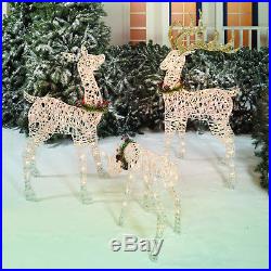 Christmas Decor Prelit Rattan Deer 220 Lights 3PC PVC Outdoor Reindeer Decor NEW