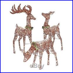 Christmas Decoration Outdoor Yard Decor Lighted Pre Lit 3 Deer Xmas Sculpture