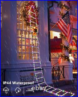 Christmas Decorations LED Ladder Lights with Climbing Santa Claus 10ft Indoor