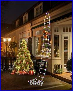 Christmas Decorations LED Ladder Lights with Climbing Santa Claus 10ft Indoor