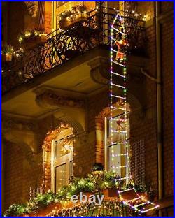 Christmas Decorations LED Ladder Lights with Climbing Santa Claus 10ft Indoor