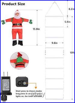 Christmas Decorations LED Ladder Lights with Climbing Santa Claus 10ft Indoor