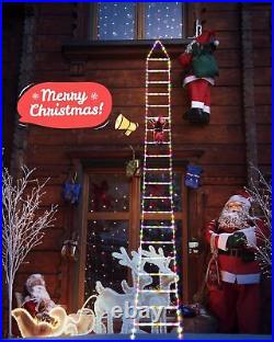 Christmas Decorations LED Ladder Lights with Climbing Santa Claus 10ft Indoor