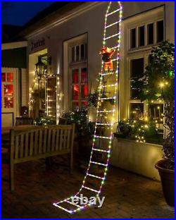 Christmas Decorations LED Ladder Lights with Climbing Santa Claus 10ft Indoor