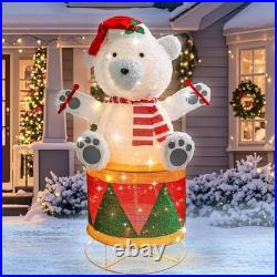 Christmas Decorations Outdoor Yard, Drumming Polar Bear Outdoor Lighted Holiday