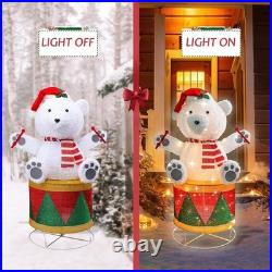 Christmas Decorations Outdoor Yard, Drumming Polar Bear Outdoor Lighted Holiday