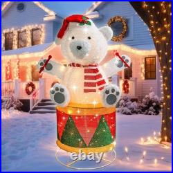Christmas Decorations Outdoor Yard, Drumming Polar Bear Outdoor Lighted Holiday