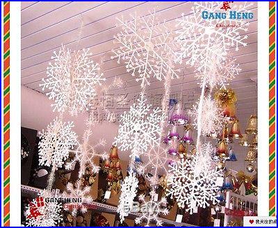 Christmas Decorations Supplies White Snow Snowflakes Hanging Ornaments Set