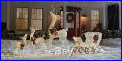 Christmas Deer with Sleigh White Light 44 Holiday Outdoor Decor Reindeer Lights