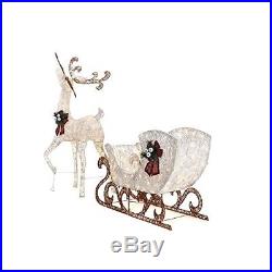Christmas Deer with Sleigh White Light 44 Holiday Outdoor Decor Reindeer Lights