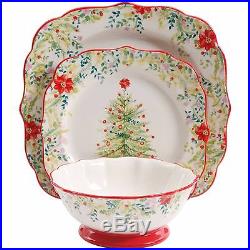 Christmas Dinnerware 12 Piece Set Holiday Decor Xmas Dinner Plates Dishes Bowls