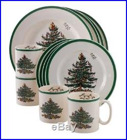 Christmas Dinnerware Set 12 Piece Holiday Xmas Tree Dishes Platters Cups Dining