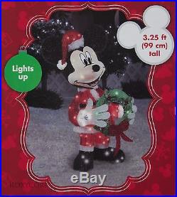 Christmas Disney 3.25 ft Mickey Mouse withWreath Lighted Tinsel Yard Sculpture NIB
