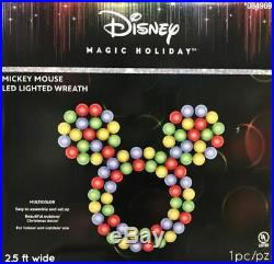 Christmas Disney Magic Holiday Lighted Wreath Large 30 / Mickey Mouse Brand New