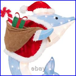 Christmas Dolphin Sculpture Holiday Warm LED Indoor/Outdoor Yard Decoration