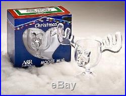Christmas Eggnog Moose Mugs Gift Boxed Set of 2 Safer Than Glass New