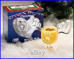 Christmas Eggnog Moose Mugs Gift Boxed Set of 2 Safer Than Glass New