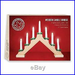 Christmas Electric Pine Wooden Window Table Fireplace Candle Bridge Light Lamp
