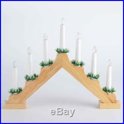 Christmas Electric Pine Wooden Window Table Fireplace Candle Bridge Light Lamp