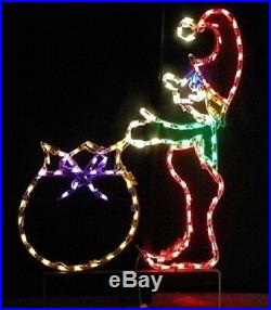 Christmas Elf with Gift Bag Xmas Outdoor LED Lighted Decoration Steel Wireframe
