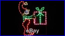 Christmas Elf with Gift Holiday Outdoor LED Lighted Decoration Steel Wireframe