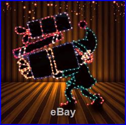 Christmas Elf with Gifts Holiday Outdoor LED Lighted Decoration Steel Wireframe