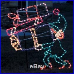 Christmas Elf with Gifts Holiday Outdoor LED Lighted Decoration Steel Wireframe
