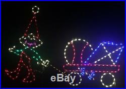 Christmas Elf with Toys in Wagon Outdoor LED Lighted Decoration Steel Wireframe
