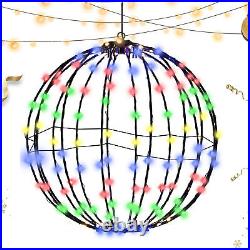 Christmas Foldable Metal Hanging Sphere Lights Outdoor Display Ball Lights