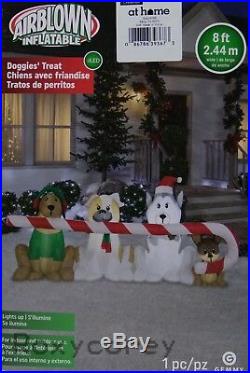 Christmas Gemmy 8 ft Puppies Dog with Candy Cane Airblown Inflatable NIB