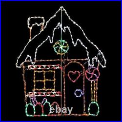 Christmas Gingerbread Candy House LED Light Display Outdoor Yard Art Decoration
