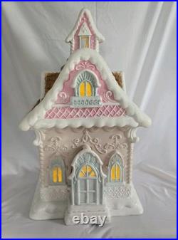 Christmas Gingerbread Holiday House Pastel Collectible Pink And Blue 26in Tall Christmas Gingerbread Holiday House Pastel Collectible Pink And Blue 26in Tall