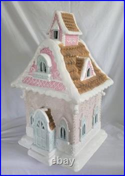 Christmas Gingerbread Holiday House Pastel Collectible Pink And Blue 26in Tall Christmas Gingerbread Holiday House Pastel Collectible Pink And Blue 26in Tall