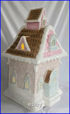 Christmas Gingerbread Holiday House Pastel Collectible Pink And Blue 26in Tall Christmas Gingerbread Holiday House Pastel Collectible Pink And Blue 26in Tall