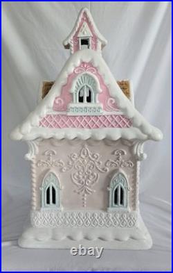 Christmas Gingerbread Holiday House Pastel Collectible Pink And Blue 26in Tall Christmas Gingerbread Holiday House Pastel Collectible Pink And Blue 26in Tall