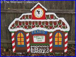 Christmas Gingerbread Train Station Wood Outdoor Village Piece Yard Decor